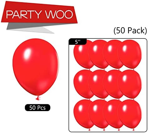 Balões vermelhos do Partywoo, 50 PCs Balões vermelhos foscos de 5 polegadas, balões de látex para