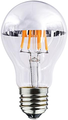 Lâmpada de filamento de meio cromo LED A19 lâmpada LED de 8W, com ponta de tigela de prata, base e26, branca