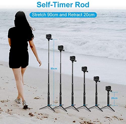 Pólo de bastão de selfie com suporte de telefone tripé, monopod de extensão de alumínio à prova