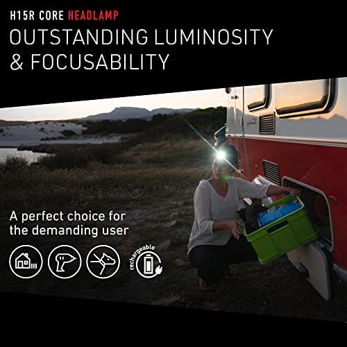 LEDLENSER, H15R Core Recarregável faróis, luz LED para uso doméstico e de emergência, preto