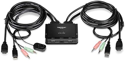 Interruptor KVM de TrendNet 2-Port 4K W/Audio, TK-216i, 4K UHD (3840 x 2160@60Hz, alto-falante/microfone