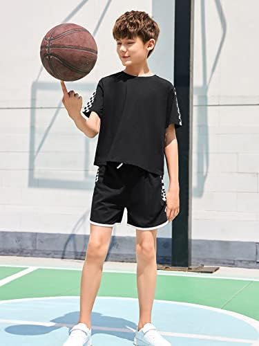 CNJFJ Kids Summer Sport Sport e shorts Conjunto de roupas de impressão xadrez conjuntos de roupas