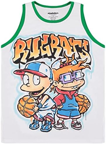 O tanque clássico de Nickelodeon Mens 90 - Jersey de Rugrats - Reptar, Tommy, Chuckie & Phil Tanktop