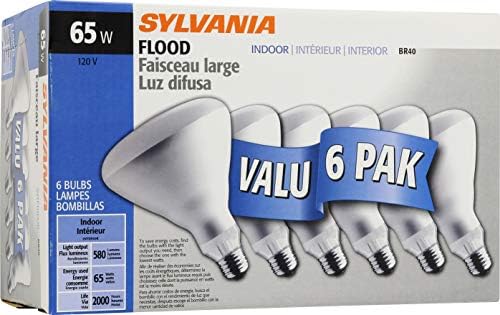 Iluminação em casa de Sylvania 15391 Bulbo incandescente, BR40-65W, acabamento branco macio, base média, pacote