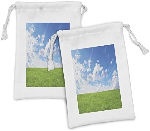 Conjunto de bolsas de tecido de céu azul de Ambesonne de 2, cenário de paisagem impressão de Greenery