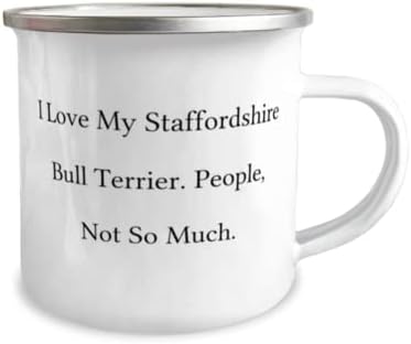 Eu amo meu,. Staffordshire Bull Terrier Dog 12oz Camper Caneca, Presentes de cães de Terrier de