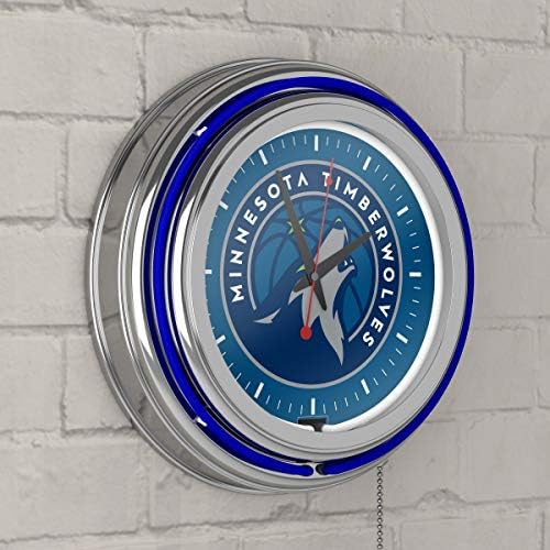Minnesota Timberwolves NBA Chrome Double Ring Neon Clock