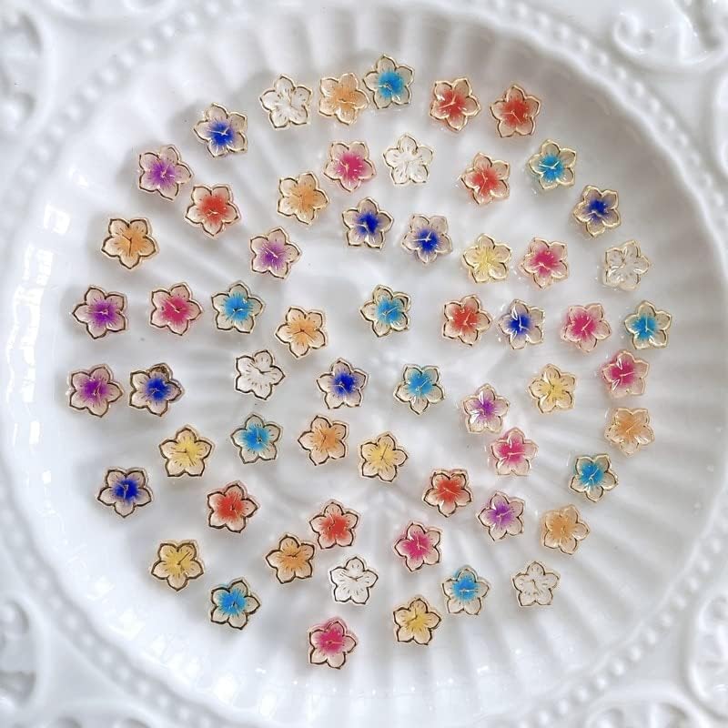 50pcs resina slimes gems para pregos de acrílico 8 mm de design de unhas coloridas de flor para manicure