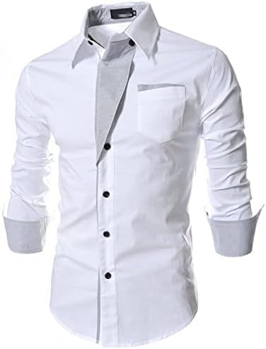 Twill Button Solid Down Dress Slim Fit Slave Longa Camisetas comerciais formais de colarinho xadrez regular