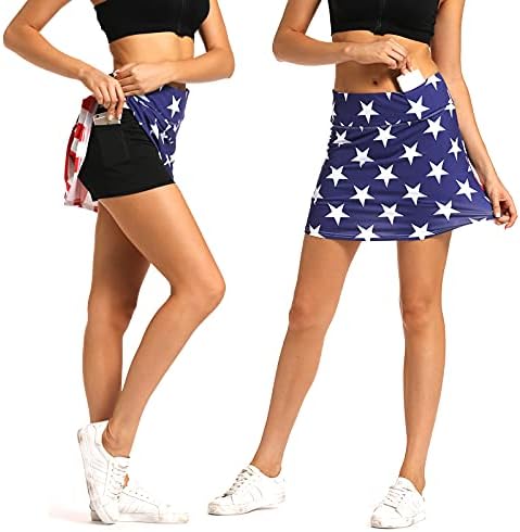 Ibeauti feminino de costas plissadas de tênis atlético Skorts Saias de golfe com 3 bolsos shorts de malha para executar
