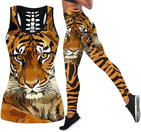 Meimly 3D Tiger Print Sport Yoga Suit personalizado - Tampa de volta aberta Tampa alta da cintura Alléges