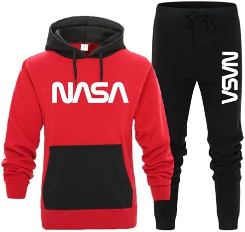 Mounshet NASA Capuz de capuz Capuz + calça suéter grosso suéter unissex tendência casual sportstring jacket