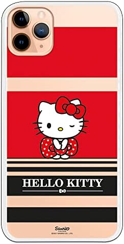 Caso Protelestal do iPhone 11 Pro Max - Hello Kitty Red e Black Stripes