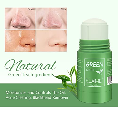 Máscara verde chá de lama purificadora verde, poros faciais de limpeza profunda e aplicação de máscara de