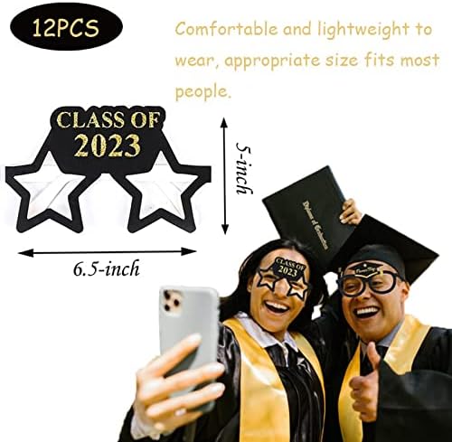 UCITY 2023 Graduation Party Glasses - 12 PCS Classe de 2023 EyeGlasses de festa de pós -graduação
