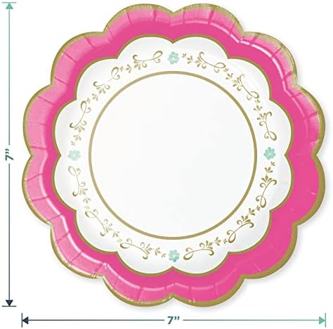 Suprimentos de festa de chá floral - pratos de sobremesa de papel recortados florais, guardanapos e garfos