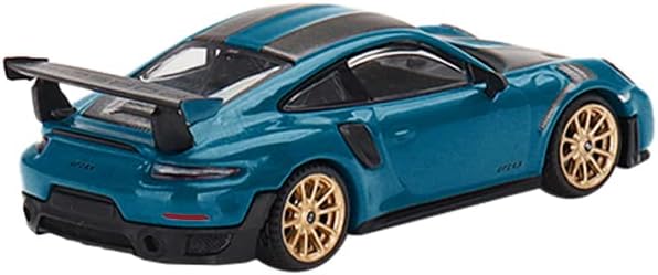 911 GT2 RS Pacote Weissach Miami Blue com Carbon Stripes Ltd ED para 3600 peças mundiais 1/64