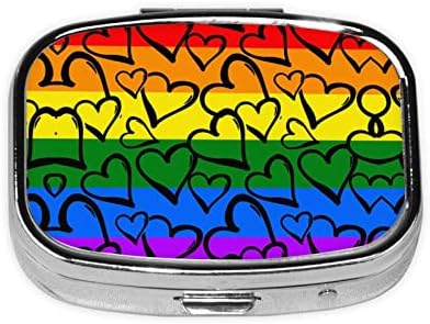 Padrão de arco -íris do orgulho gay Caixa de comprimidos diários portátil - Lembrete de comprimidos quadrados,