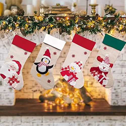Mbera personalizada meias de Natal Conjunto de 1 ， meias personalizadas para o Natal, lareira pendurada em