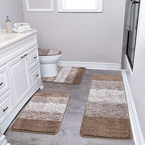 Tapetes de banheiro BsMathom Conjuntos de 4 peças com tampa de tampa do banheiro, tapetes e tapetes