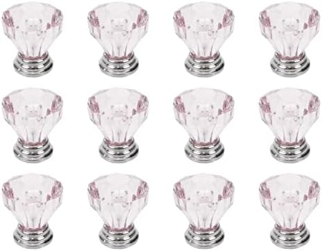 Utalind 12 pcs 24mm Mutões de cristal transparentes de vidro botões de diamante com parafusos para gavetas Cabinet