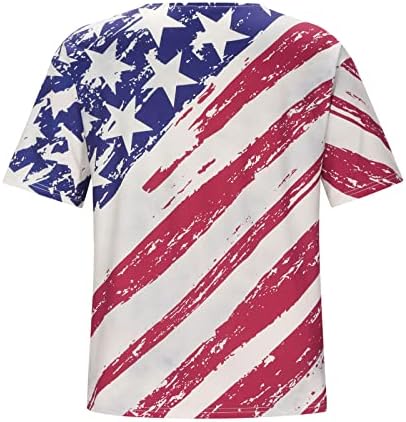 LOUGA DE MANAGEM CURTA VNECK American Flag Graphic Lounge Loue Fit Plus Tamanho Relaxado Camisa Top Top para Womens