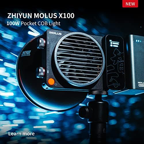 Zhiyun molus x100 LED Video Light, portátil 100W 2700K-6500K CRI 95+ TLCI 97+ com controle de