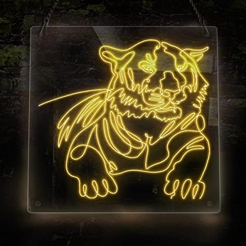 Sinal de neon de retrato de tigre, tema animal, artes de arame de arame, signo de luz de neon, decoração