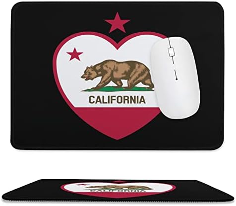 California Flag Heart Pad Pad Gaming Computador Mousepad para desktop não deslizamento de tapete de borracha