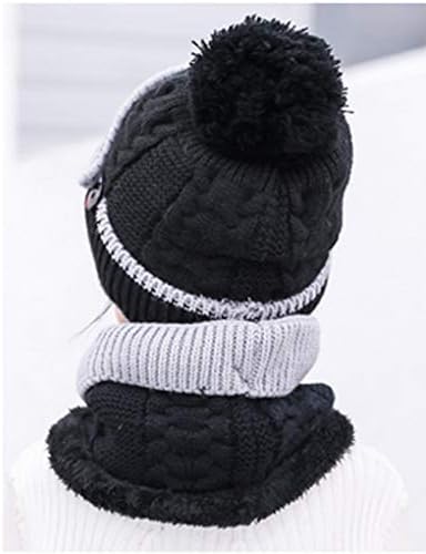 3 em 1 Inverno de malha de malha chapéu de boca mais quente para meninas garotas crianças, lã quente laminada