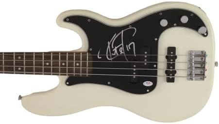 Robert Trujillo assinou autógrafo em tamanho grande White Fender Electric Bass Guitar w/ PSA DNA Authentication