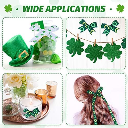 2 rolos de St. Patrick o Dia da Páscoa com fio fitas com tecido shamrock fita fita fita fita irlandesa