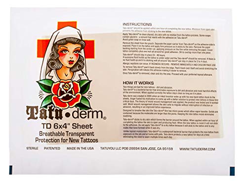 Folha de Tatu -Derm - 6 x 4 - Tattoo Aftercare Avançado Cura de pele