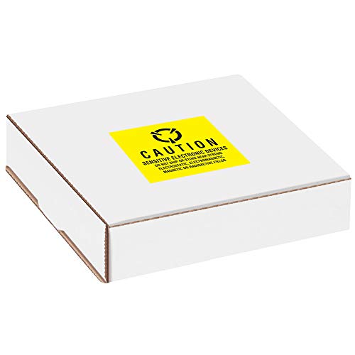 Caixa EUA BDL1371 Lógica de fita rótulos- Dispositivos eletrônicos sensíveis, 2 x 2, amarelo fluorescente