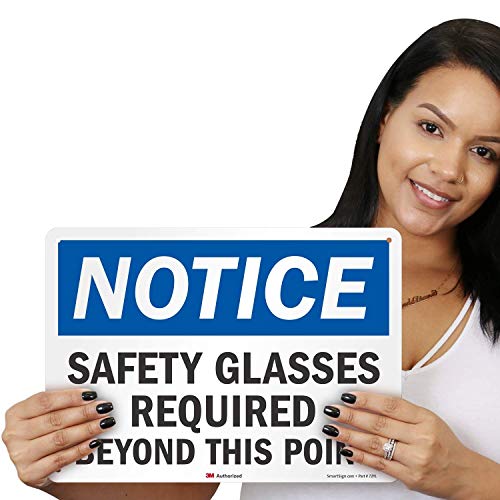 Aviso - óculos de segurança exigidos além deste ponto Sinal de SmartSign | Alumínio refletivo de 10