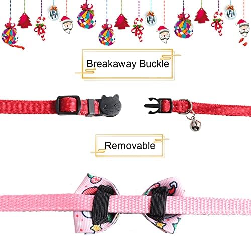 SOGAYU 2 PACK/Set Christmas Cat Collar Breakaway com sino de gravata borbole