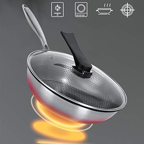 Frigideira, wok não revestida, panela de aço inoxidável, wok de favo de mel, wok non stick, wok de cozinha