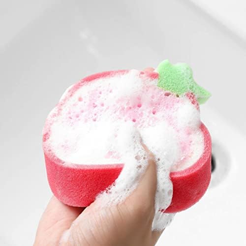 Elsjoy 8 pacote 4 estilos esponjas de banho, esponjas de banho em forma de frutas Limpeza de prato fofo lavador