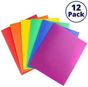 12 Pacote 2 pastas de plástico de bolso Polas para uso pesado Duas pastas de bolso 6 cores para estudantes