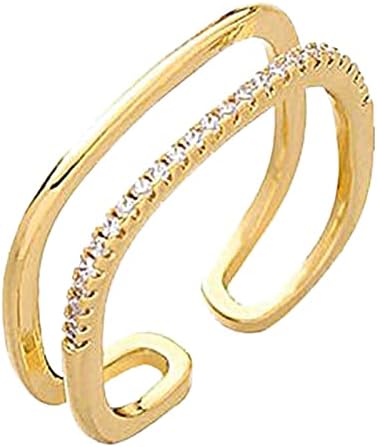 2023 Novo anéis de jóias de duas camadas ocas de camada dupla de aço inoxidável para mulheres anel