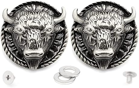 Craftmemore 1 polegada Buffalo Concho Bison Bull Back Back Concho Gaur Rodeo Indian Cowboy Leathercraft