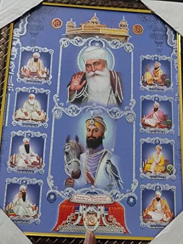 Guru Nanank Dev Ji com 10 Gurus Golden Temple Photo Frame Sri Harmandir Sahib Ji Sikh Guru Frame