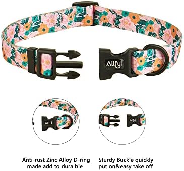 Allfyl Dog Collar for Grand Dogs Floral Dog Collars com Redação de fivela de fivela de fivela macia