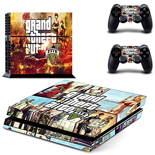 Game Grand GTA Roubo e Bauto PS4 ou PS5 Skin Stick para PlayStation 4 ou 5 Console e 2 Controllers Decal Vinyl V4945