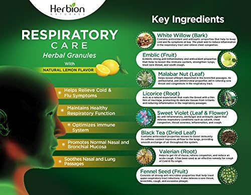 Cuidados respiratórios naturais de Herbion - Cuidados naturais - grânulos de ervas - limão - 10 pacotes