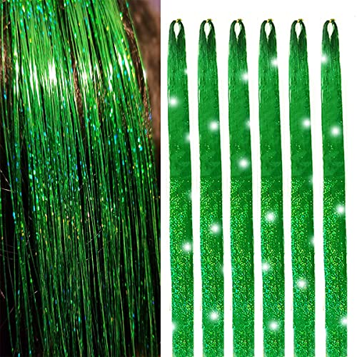 TOTOTOO CABELO VERDE TINSEL 1500 FILHOS CABELOS DE FÁTIMA 44 polegadas Glitter Hair Tinsel Kit Kit resistente