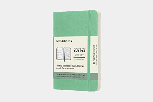 Moleskine Classic 18 meses 2021-2022 Planejador semanal, capa macia, bolso, Gelo Green