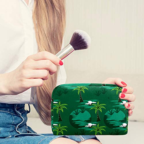 Palm Tree Green Cosmetic Travel Bag de grande capacidade Bolsa de maquiagem reutilizável bolsa