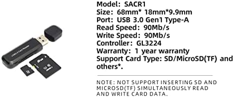 Strictfish USB 3.0 Tipo-A leitor de cartão para cartão SD e microSD/TF, adaptador de cartão GL324 Compatível com