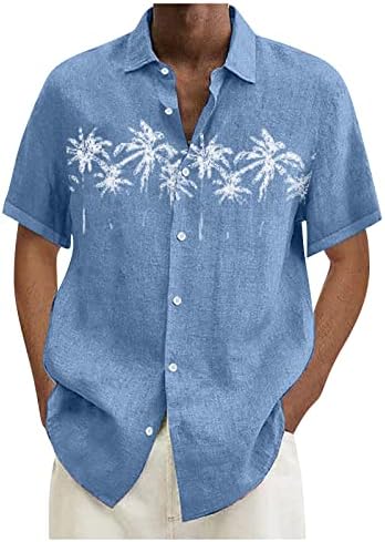 Ayaso Mens Lapeel camisa de manga curta Botão de ajuste regular camisa casual Summer praia camisetas leves